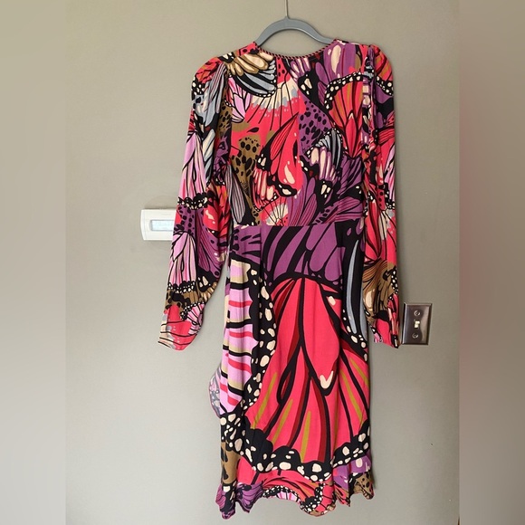 NWT BL^NK LONDON X ANTHROPOLOGIE Butterfly Faux Wrap Midi Dress Size Small - Picture 6 of 12